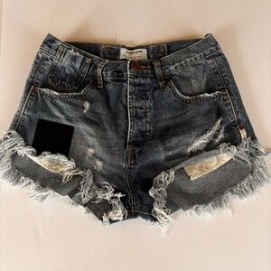 One Teaspoon Le Wolves Distressed Blue Cut Off Denim Shorts Sz 23